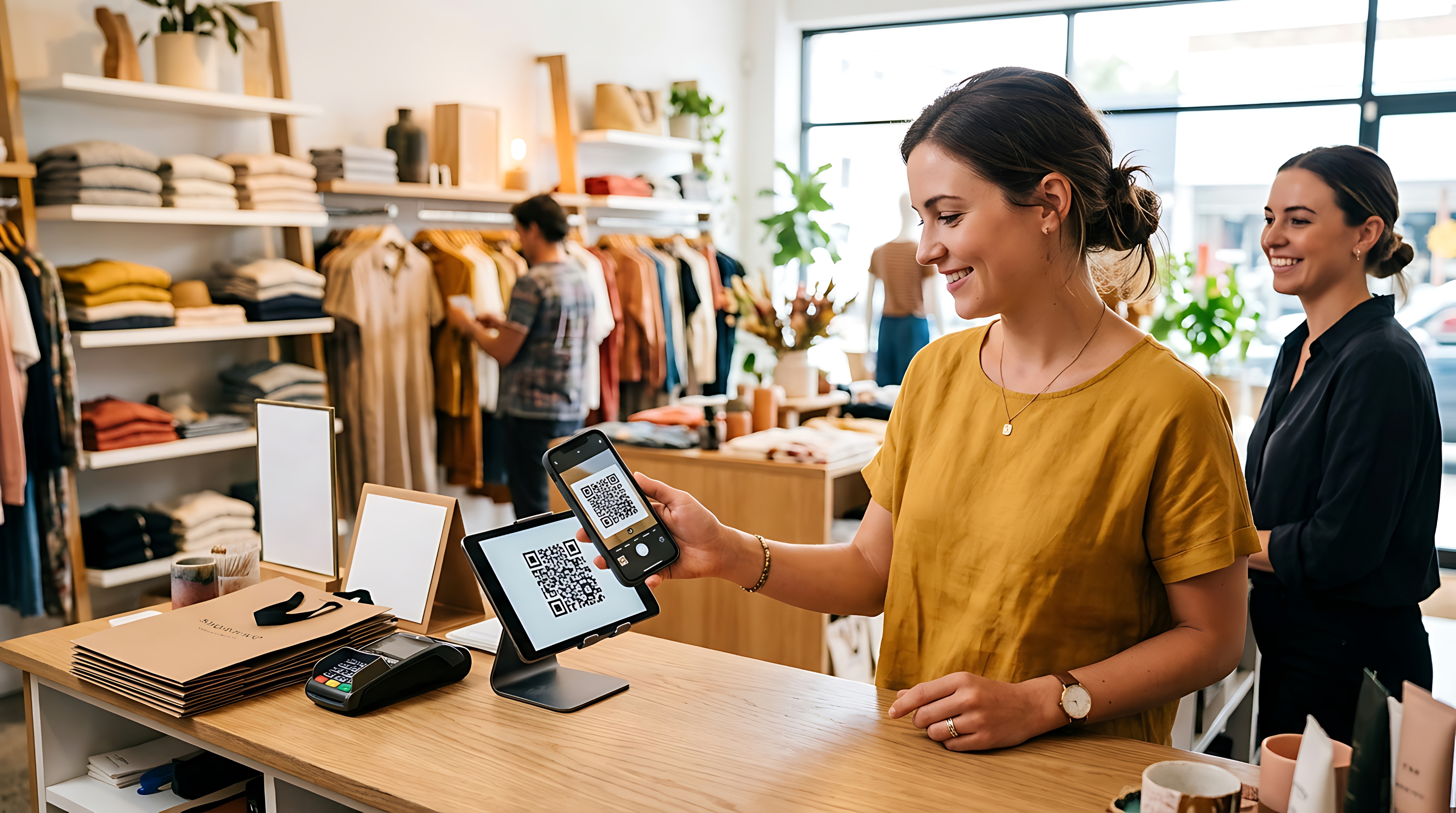 Small business owner working in a clothing store